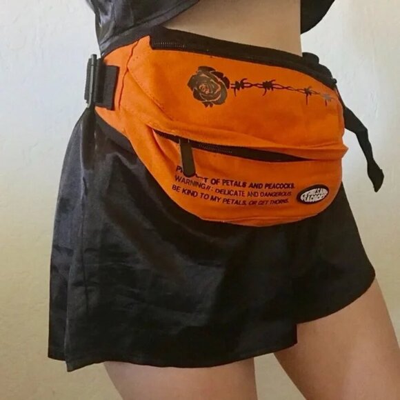 Petals & Peacocks Rose Thorns Waist Fanny Pack Shoulder Cross Body Dolls Kill - Picture 1 of 8